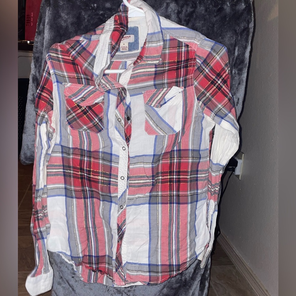 MEDIUM | Arizona Jean Company | Red, White, and Blue Plaid Flannel